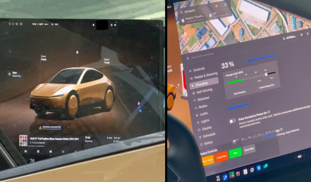 Tesla Cybercab UI: osztott képernyő és Roaming mód