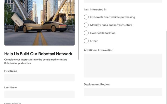 Tesla Cybercab: flottaérdeklődési űrlap nyílt